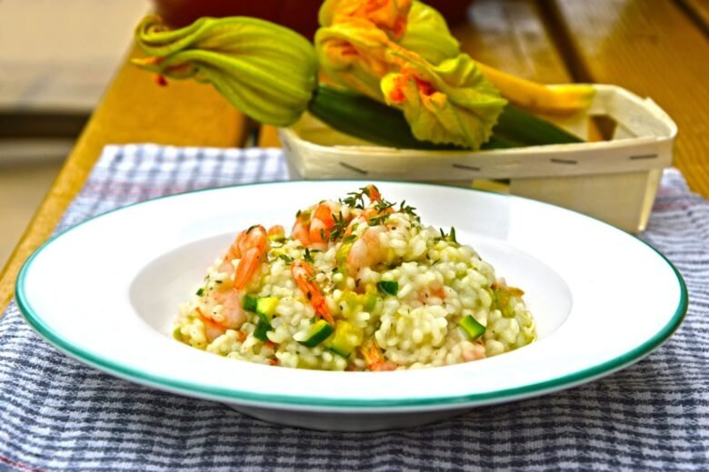 Risotto zucchine e gamberetti