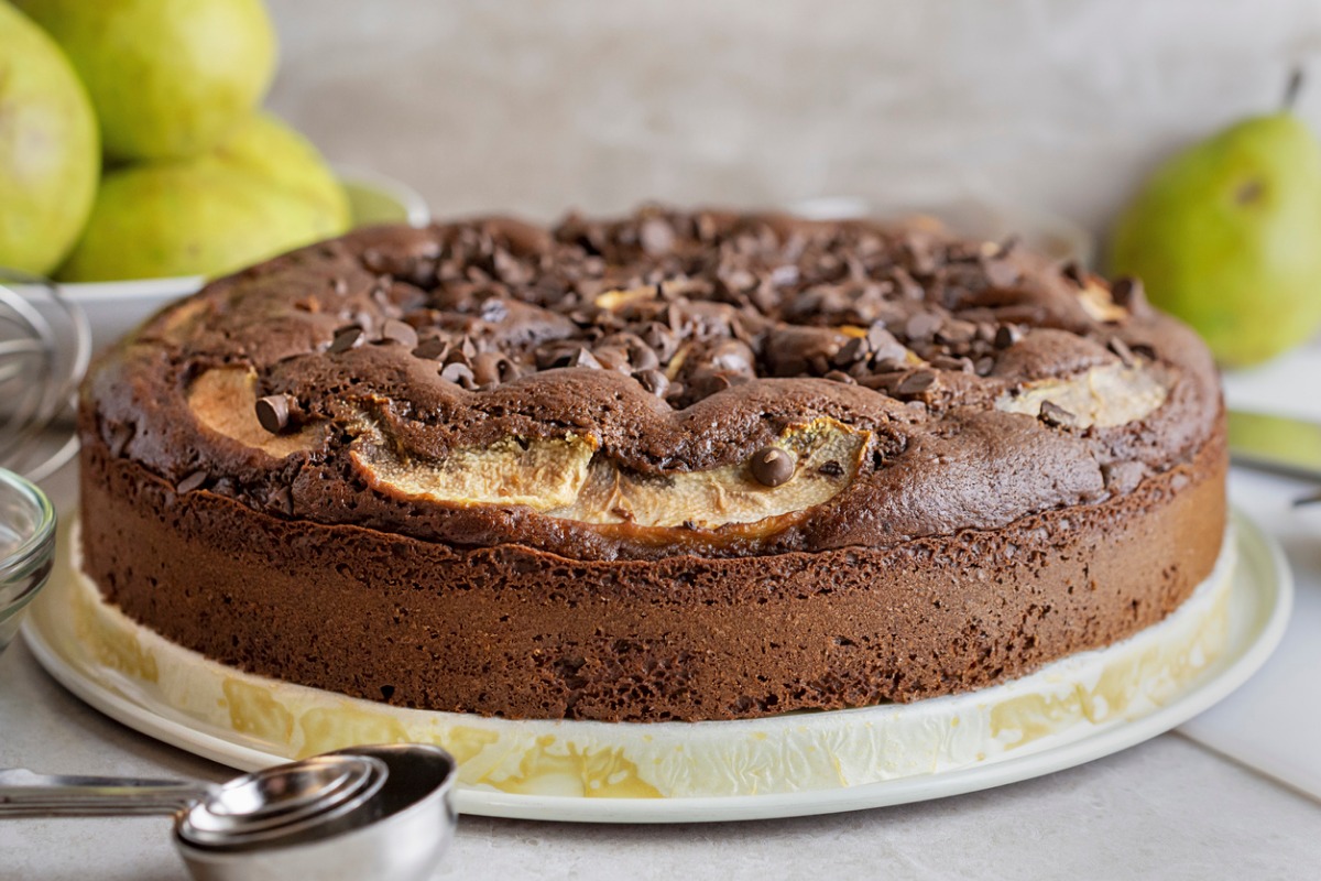 Torta di ricotta pere e cioccolato