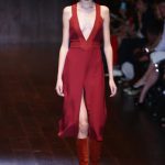 Abito lungo in seta rosso marsala