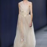 Abito lungo in chiffon color pesca