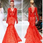 Atelier Aimèe: abito rosso fuoco in pizzo.