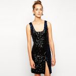 Asos abito nero di paillettes con mini spacco