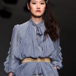 Bora Aksu long dress ampio con trasparenze, color glicine