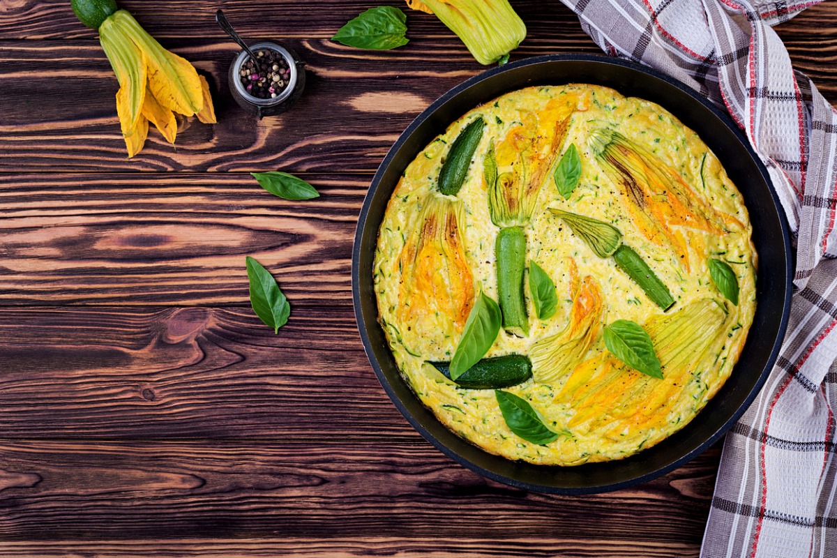Frittata con fiori di zucca