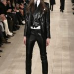 Ralph Lauren gilet in pelle nera e pantaloni in pelle tono su tono