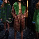 Shrimps cappotto tartan con collo in pelliccia