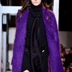 John Galliano mini dress nero con coat di lana viola