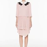 Twin-Set gonna plissé rosa e blusa con maxi colletto bicolore