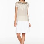Twin-Set gonna bianca e blusa in viscosa con ricami in pizzo