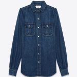 Camicia Army plissé blu in denim