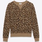 Felpa girocollo in spugna francese a stampa animalier