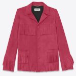 Giacca Curtis con frange fucsia in scamosciato