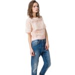 Blusa Jansen rosa confetto a manica corta e ricami