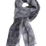 Pashmina grigia in cotone, all-over logo LIU JO. Prezzo speciale 39 €