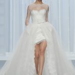 Abito da sposa rosa clarà asimettrico in pizzo