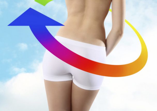 Body of woman ass and back on sky