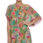 Kaftano con stampa floreali e dettagli realizzati a mano_Emamò