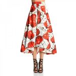 Mangano. TWORIVERS: gonna importante in cotone stretch stampato in oro e ciliegie rosse
