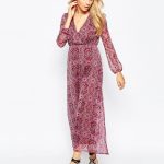 Vestito lungo a maniche lunghe con stampa cachemire boho chic Asos