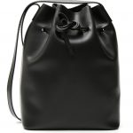 Borsa in pelle nera a secchiello con tracolla Diffusione Tessile