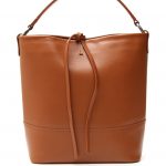 Borsa in pelle tan a secchiello con lacci Diffusione Tessile