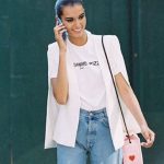 Jeans a vita alta giacca lunga