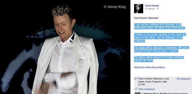 Blackstar: a gennaio il nuovo (ultimo?) album di David Bowie