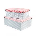 2 Scatole grige e rosse in acartone L 20 e L 25 cm Snow Design - Maison due Monde