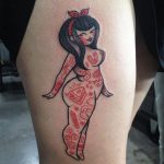 Pin up tattoo by Blackline.Custom.Tattoo.