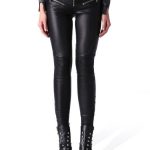 Diesel pantaloni in pelle cuciture