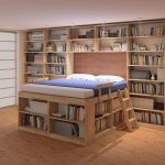 La parte sottostante di un letto soppalcato può trasformarsi in una romantica libreria.