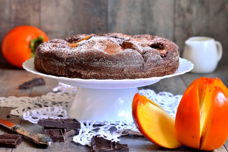 Torta di cachi e cioccolato