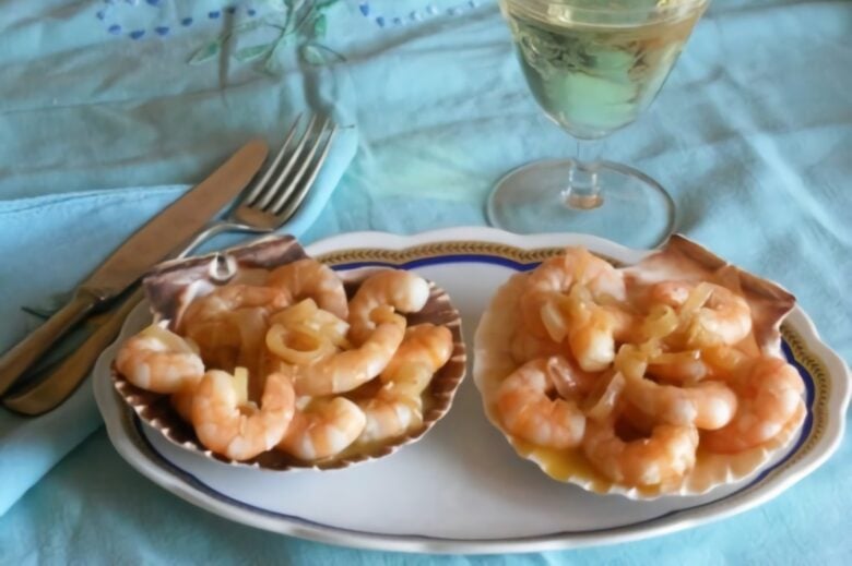Conchiglie di gamberi al cognac