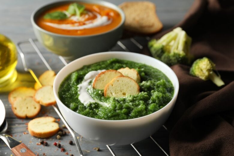 Crema di broccoli e zucca con tofu