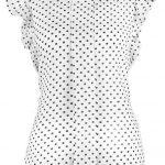 Perfetta camicetta bianca in stile retrò a pois bianchi di LTB