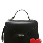 Tracollina in pelle nera con manico di Moschino