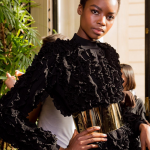 Balmain abito lungo volants