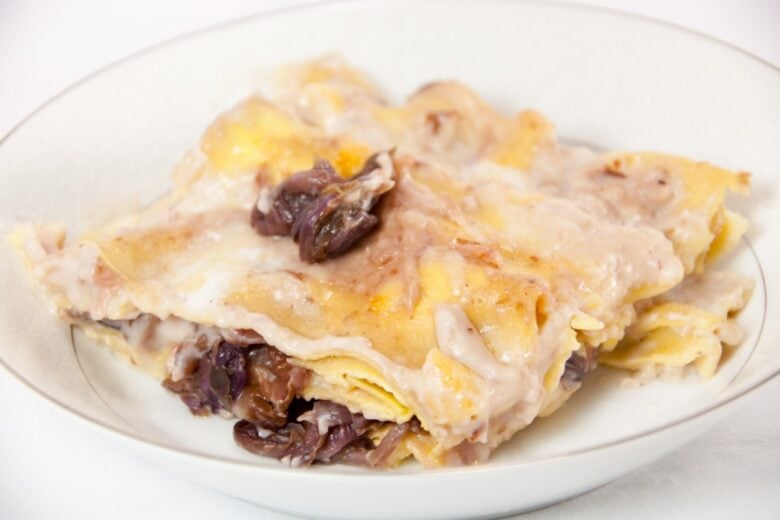 Lasagne con radicchio e stracchino
