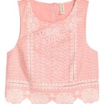H&M top ricamato rosa