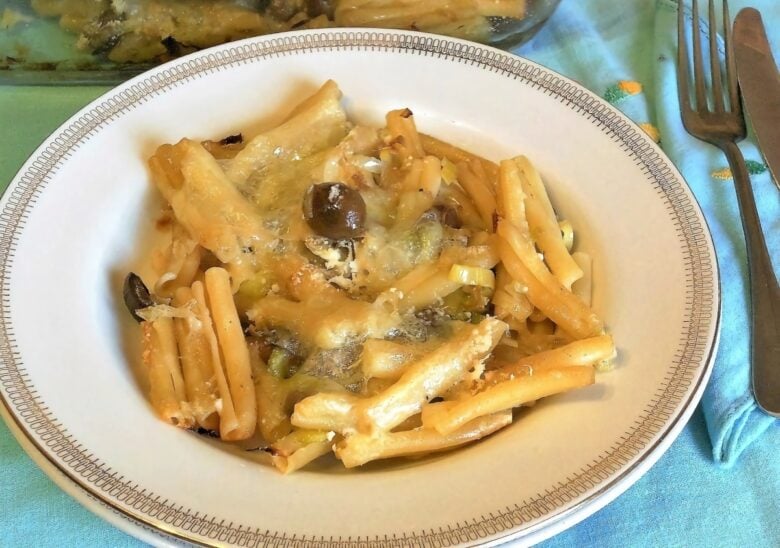 Pasta al forno con porri