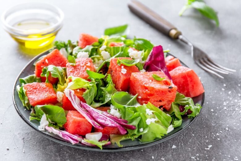Insalata di anguria, rucola e crescione