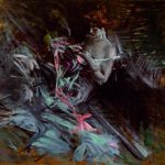 Giovanni Boldini Il vestito da ballo (signora che cuce; interno con giovane intenta a cucire) 1904 ca. Olio su tavola, 27x35 cm Collezioni d'Arte Fondazione Cariparma, donazione Renato Bruson