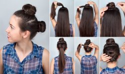 Per creare il doppio chignon bisogna dividere la chioma in due ciocche uguali fino a formare due code di cavallo che poi dovranno essere arrotolate su se stesse.