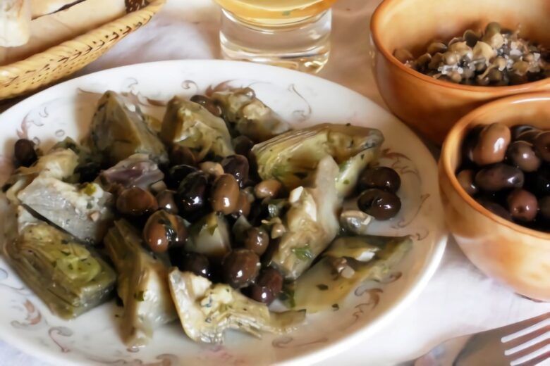Carciofi a funghetto con olive taggiasche