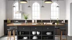 Cucina black industrial.