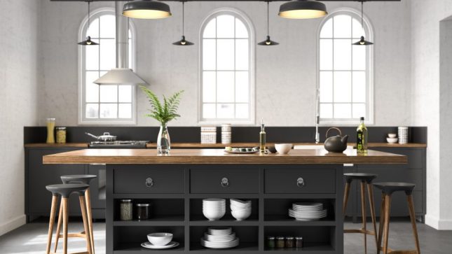 Cucina black industrial.