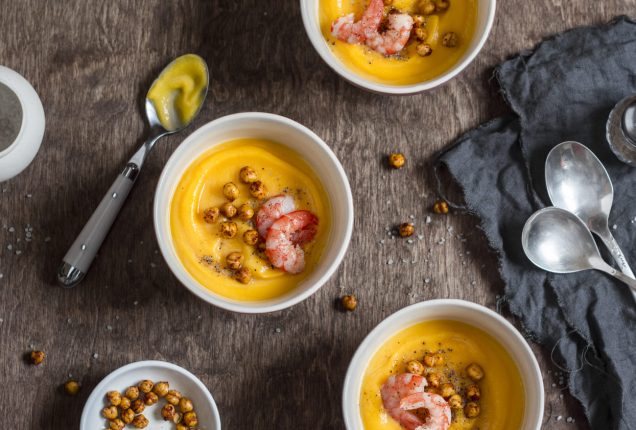 Crema di ceci e gamberi