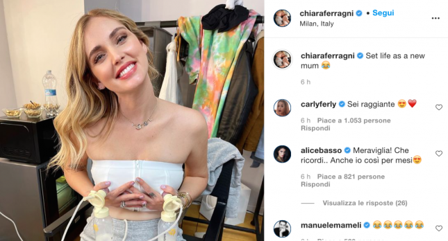 Chiara Ferragni criticata per le foto con il tiralatte