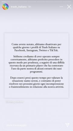 Trash Italiano diffidato da Mediaset
