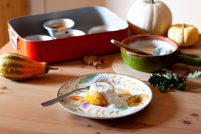 flan di zucca con salsa al gorgonzola